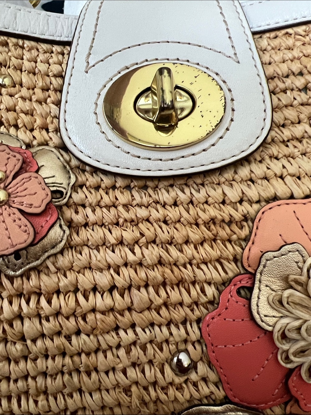 COACH Hamptons Weekend Straw Applique Tote Style 19347 - Picture 11 of 16